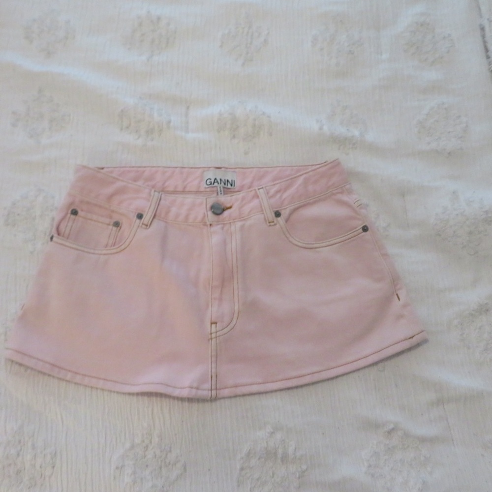 Ganni pink denim skirt